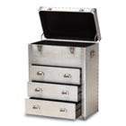 Baxton Studio Serge French Industrial Silver Metal 3-Drawer Accent Storage Cabinet