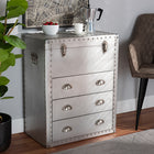 Baxton Studio Serge French Industrial Silver Metal 3-Drawer Accent Storage Cabinet