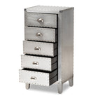 Baxton Studio Carel French Industrial Silver Metal 5-Drawer Accent Storage Cabinet