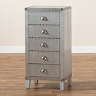 Baxton Studio Carel French Industrial Silver Metal 5-Drawer Accent Storage Cabinet