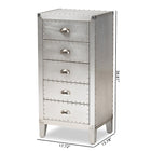 Baxton Studio Carel French Industrial Silver Metal 5-Drawer Accent Storage Cabinet