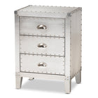 Baxton Studio Claude French Industrial Silver Metal 3-Drawer End Table