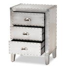 Baxton Studio Claude French Industrial Silver Metal 3-Drawer End Table