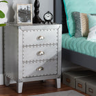 Baxton Studio Claude French Industrial Silver Metal 3-Drawer End Table