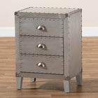 Baxton Studio Claude French Industrial Silver Metal 3-Drawer End Table