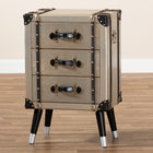 Baxton Studio Dilan Vintage Industrial Antique Silver Finished Metal Trunk Inspired 3-Drawer End Table