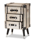 Baxton Studio Dilan Vintage Industrial Antique Silver Finished Metal Trunk Inspired 3-Drawer End Table