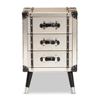 Baxton Studio Dilan Vintage Industrial Antique Silver Finished Metal Trunk Inspired 3-Drawer End Table