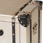 Baxton Studio Dilan Vintage Industrial Antique Silver Finished Metal Trunk Inspired 3-Drawer End Table