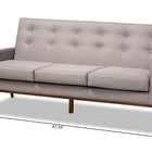 Baxton Studio Perris Mid-Century Modern Light Grey Fabric Upholstered Walnut Finished Wood Sofa
