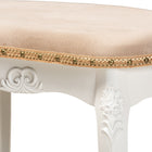 Baxton Studio Gabrielle Traditional French Country Provincial Sand Velvet Fabric Upholstered White-Finished Wood Vanity Ottoman