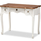 Baxton Studio Sophie Classic Traditional French Country White and Brown Finished Small 3-Drawer Wood Console Table