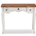 Baxton Studio Sophie Classic Traditional French Country White and Brown Finished Small 3-Drawer Wood Console Table