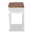 Baxton Studio Sophie Classic Traditional French Country White and Brown Finished Small 3-Drawer Wood Console Table