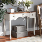 Baxton Studio Sophie Classic Traditional French Country White and Brown Finished Small 3-Drawer Wood Console Table