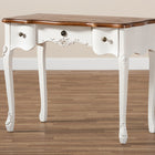 Baxton Studio Sophie Classic Traditional French Country White and Brown Finished Small 3-Drawer Wood Console Table
