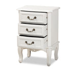 Baxton Studio Gabrielle Traditional French Country Provincial White-Finished 3-Drawer Wood End Table