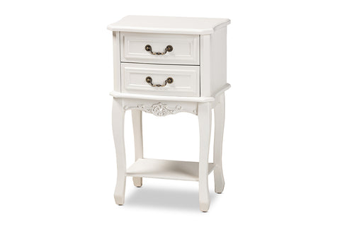 Baxton Studio Gabrielle Traditional French Country Provincial White-Finished 2-Drawer Wood End Table