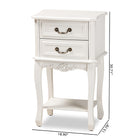 Baxton Studio Gabrielle Traditional French Country Provincial White-Finished 2-Drawer Wood End Table