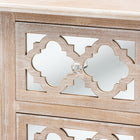 Baxton Studio Celia Transitional Rustic French Country White-Washed Wood and Mirror 2-Drawer Quatrefoil End Table