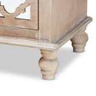 Baxton Studio Celia Transitional Rustic French Country White-Washed Wood and Mirror 2-Drawer Quatrefoil End Table