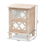 Baxton Studio Celia Transitional Rustic French Country White-Washed Wood and Mirror 2-Drawer Quatrefoil End Table