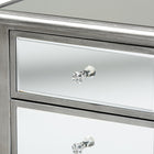 Baxton Studio Leonie Modern Transitional French Brushed Silver Finished Wood and Mirrored Glass 2-Drawer End Table