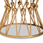 Baxton Studio Leonie Glam and Luxe White Faux Fur Upholstered Gold Finished Metal Ottoman