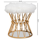 Baxton Studio Leonie Glam and Luxe White Faux Fur Upholstered Gold Finished Metal Ottoman