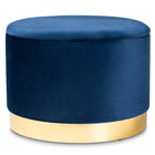 Baxton Studio Marisa Glam and Luxe Navy Blue Velvet Fabric Upholstered Gold Finished Storage Ottoman