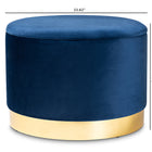 Baxton Studio Marisa Glam and Luxe Navy Blue Velvet Fabric Upholstered Gold Finished Storage Ottoman