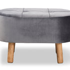Baxton Studio Simone Mid-Century Modern Grey Velvet Fabric Upholstered Wood Ottoman