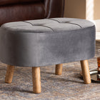 Baxton Studio Simone Mid-Century Modern Grey Velvet Fabric Upholstered Wood Ottoman