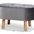 Baxton Studio Simone Mid-Century Modern Grey Velvet Fabric Upholstered Wood Ottoman