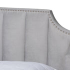 Baxton Studio Adelie Modern Glam Light Grey Velvet Fabric Upholstered Walnut Brown Finished Wood King Size Wingback Platform Bed