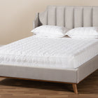 Baxton Studio Adelie Modern Glam Light Grey Velvet Fabric Upholstered Walnut Brown Finished Wood King Size Wingback Platform Bed