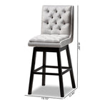 Baxton Studio Gregory Modern Transitional Light Grey Velvet Fabric Upholstered and Dark Brown Finished Wood 2-Piece Swivel Bar Stool Set Set