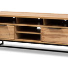 Baxton Studio Reid Modern and Contemporary Industrial Oak Finished Wood and Black Metal 2-Drawer TV Stand