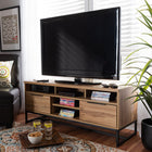 Baxton Studio Reid Modern and Contemporary Industrial Oak Finished Wood and Black Metal 2-Drawer TV Stand