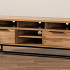 Baxton Studio Reid Modern and Contemporary Industrial Oak Finished Wood and Black Metal 2-Drawer TV Stand