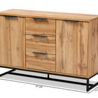 Baxton Studio Reid Modern and Contemporary Industrial Oak Finished Wood and Black Metal 3-Drawer Sideboard Buffet