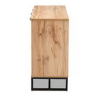 Baxton Studio Reid Modern and Contemporary Industrial Oak Finished Wood and Black Metal 3-Drawer Sideboard Buffet