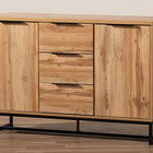 Baxton Studio Reid Modern and Contemporary Industrial Oak Finished Wood and Black Metal 3-Drawer Sideboard Buffet