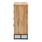 Baxton Studio Reid Modern and Contemporary Industrial Oak Finished Wood and Black Metal 4-Drawer Dresser