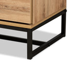 Baxton Studio Reid Modern and Contemporary Industrial Oak Finished Wood and Black Metal 4-Drawer Dresser