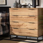 Baxton Studio Reid Modern and Contemporary Industrial Oak Finished Wood and Black Metal 4-Drawer Dresser
