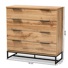 Baxton Studio Reid Modern and Contemporary Industrial Oak Finished Wood and Black Metal 4-Drawer Dresser