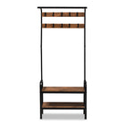 Baxton Studio Aislin Vintage Rustic Industrial Distressed Wood and Black Metal Finished Entryway Hall Tree