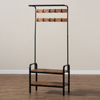 Baxton Studio Aislin Vintage Rustic Industrial Distressed Wood and Black Metal Finished Entryway Hall Tree