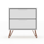Manhattan Comfort Rockefeller Mid-Century Modern 20" Nightstand in White (2-Drawer)